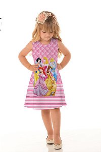 Vestido Infantil Princesas Rosa Dia a Dia